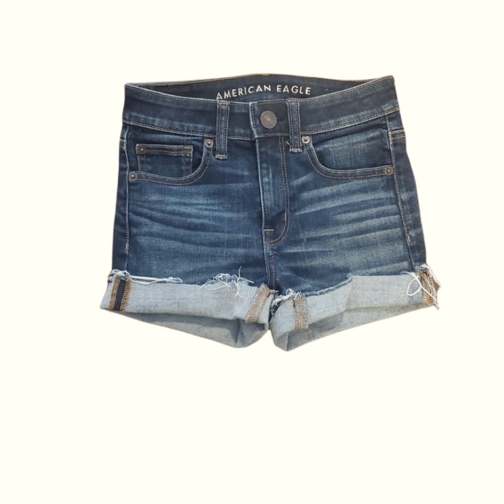 American Eagle Hi Rise Shortie Jean Shorts Size 00